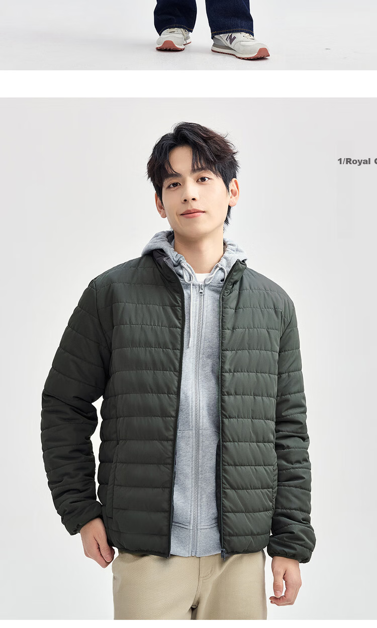 Giordano Men's Cotton Padded Jacket Outdoor New Solid Color Stand Collar Warm Cotton Coat 13075816 16