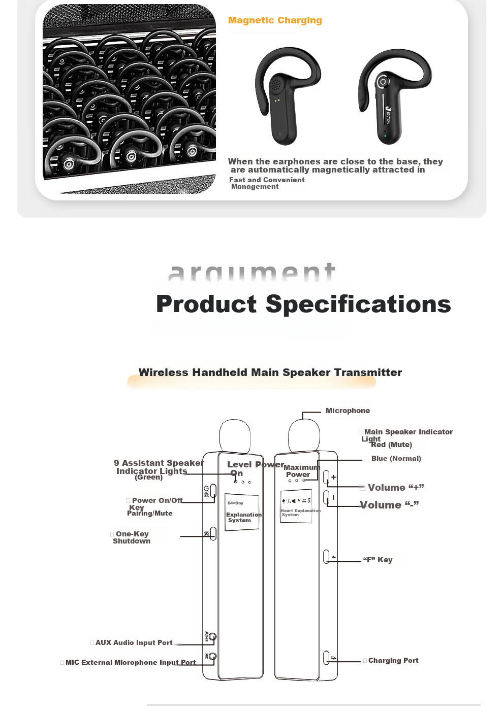 Jlimi Wireless Tour Guide System One-to-Many Headphones for Tour Guides, Scenic Spots, Museums, Conferences, Teaching, Reception, Hosting, Simultaneous Interpretation JLM-N1-50C 18