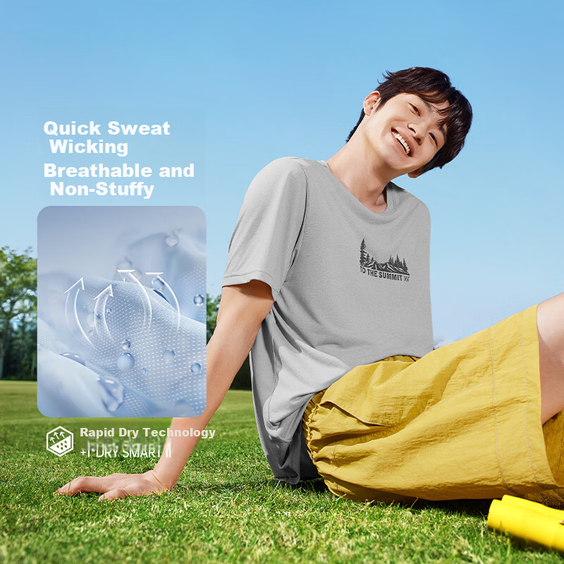 361° Men's T-Shirt Spring Summer New Quick-Dry Loose Outdoor Sports Casual Short Sleeve Top 652623102-3