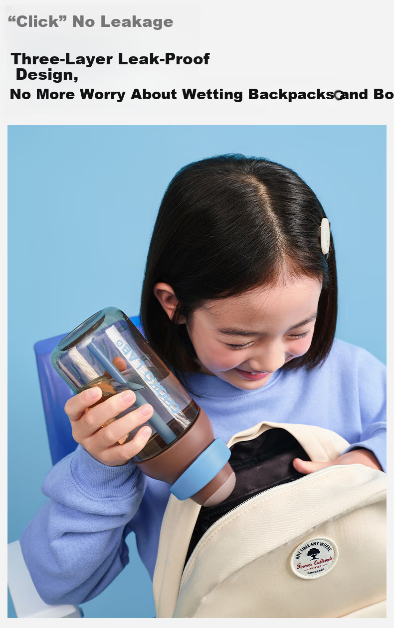 Chakolab Children's Straw Cup PPSU Water Bottle Food Grade School Dual Drink Lid Kada Cup Sea Salt Pink Lychee 550ml 14