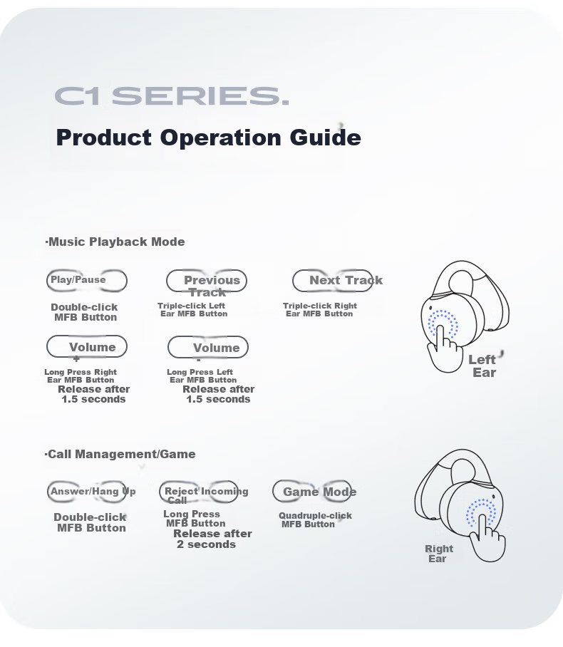 DOUBLE TUNE [Latest Model 2025] Pebble C1 DT Sports Gaming Ear Clip Wireless Bluetooth Headphones, Open-Ear Design Suitable for Apple And Huawei, Silk White 20