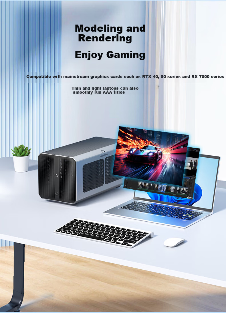 Acasis Business Alloy Chassis Graphics Card Expansion Dock, Laptop Mini PC Thunderbolt USB4 External Expansion Dock, External Independent Graphics Card Dock G4Max 8