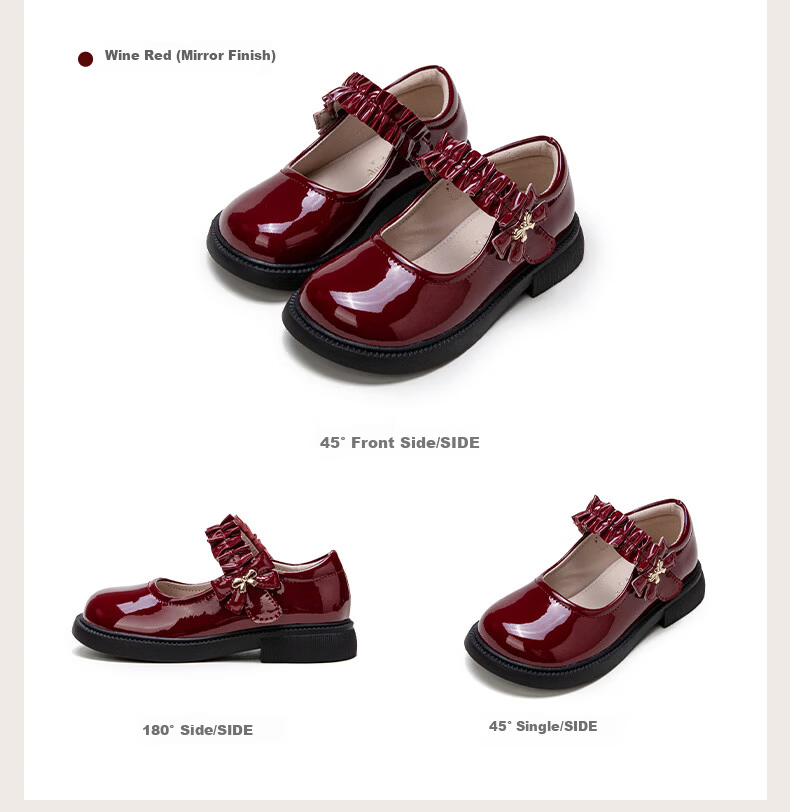Follow Me Girls' Leather Shoes Square Toe Breathable Soft-Soled Flats Children's Fashionable School Performance Mary Jane Shoes Black Size 36 18