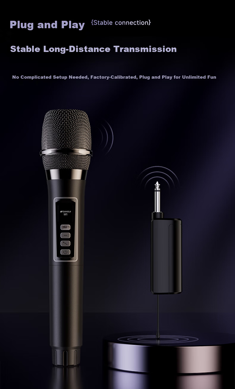 SANSUI M1 Wireless Microphone Universal Mic Home KTV Singing Speech Stage Karaoke Conference Speaker Amplifier Car Use 7