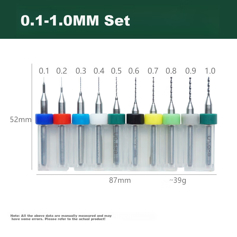 Raymond PCB Fixed Handle Micro Mini Drill Bit Set 0.5-1.4mm 10 Pieces