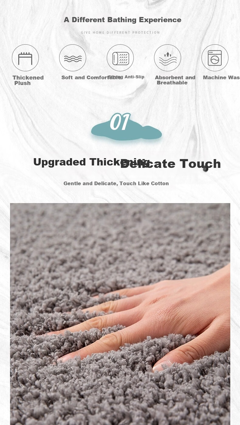 Chuangmaishi Bathroom Mat Absorbent Non-Slip Bath Mat Toilet Door Mat Quick-Dry Entrance Floor Mat 50x80cm 2