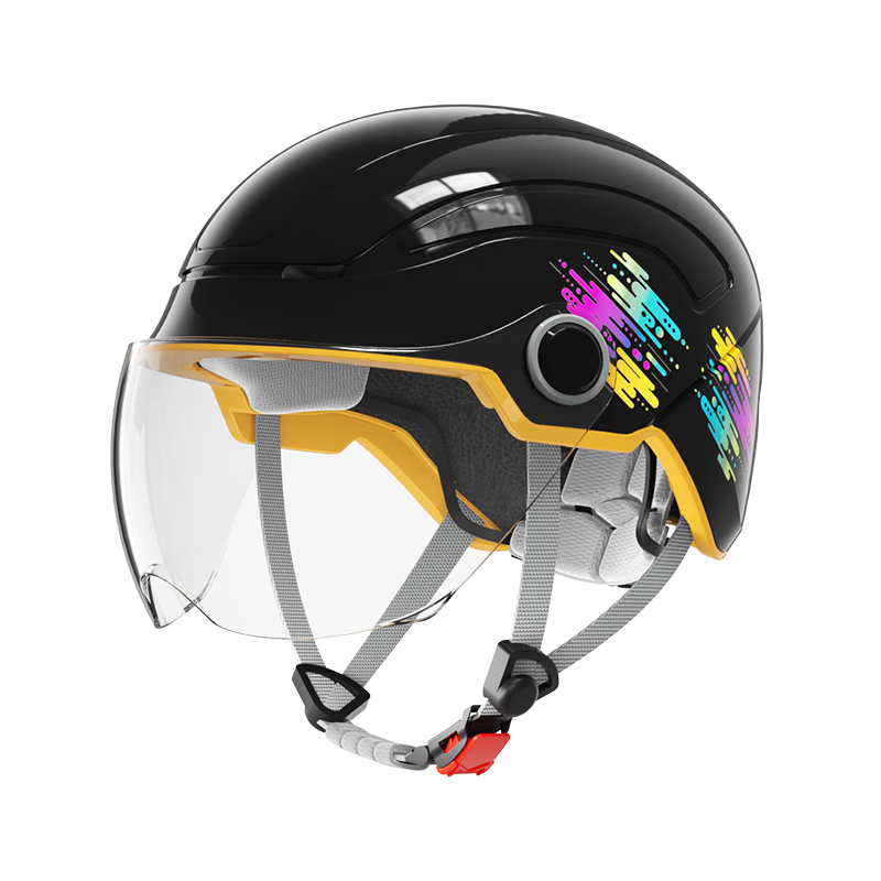 AD New National Standard Class A 3C Certified Electric Vehicle Helmet Unisex Summer Lightweight Safety Cap Four-Season Universal Motorcycle Half Helmet Ultra-Light Integrated Molding 212 Glossy Black