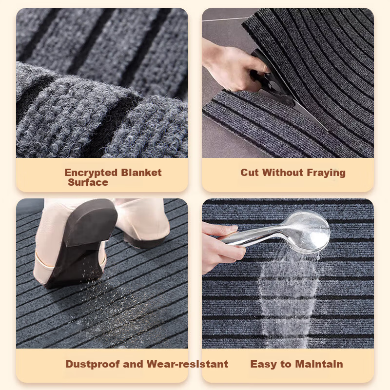 Jushiyi Absorbent Non-Slip Seven-Stripe Wash-Free Dirt-Resistant Door Mat 80x120cm Gray