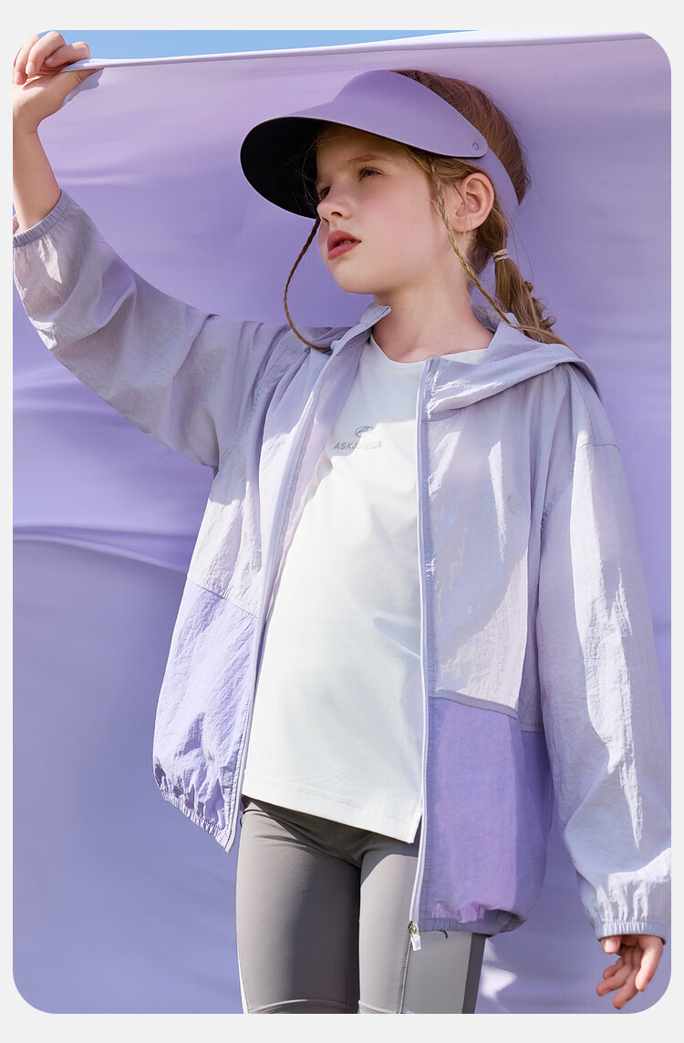 ASK JUNIOR Kids Summer Sun Protection Jacket Youth UV Protection Skin Jacket Girls Colorblock Air Conditioning Sunproof Coat 7