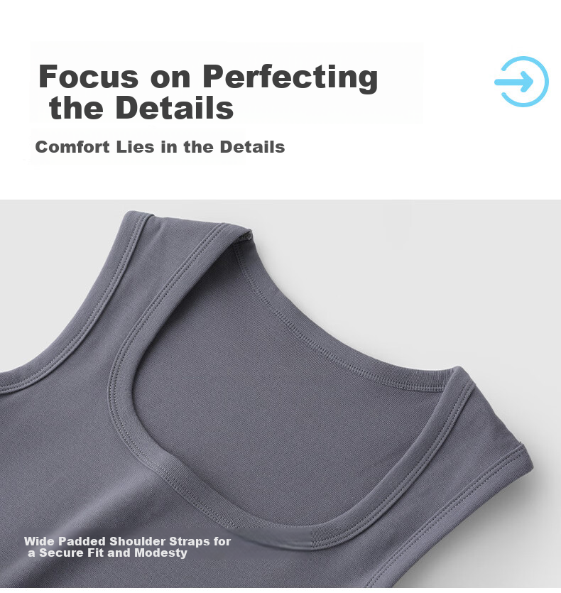 GUJIN 7A Antibacterial Long-Staple Cotton Side Coverage Camisole Women Versatile Wide Strap Square Neck Base Layer Top Hy 6