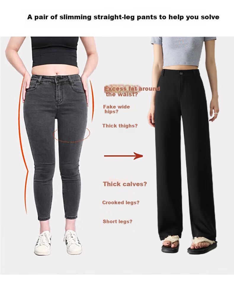 LangSha High Waist Straight Leg Suit Pants for Women Spring Summer Lightweight Draped Slim Wide Leg Casual Work Trousers 14