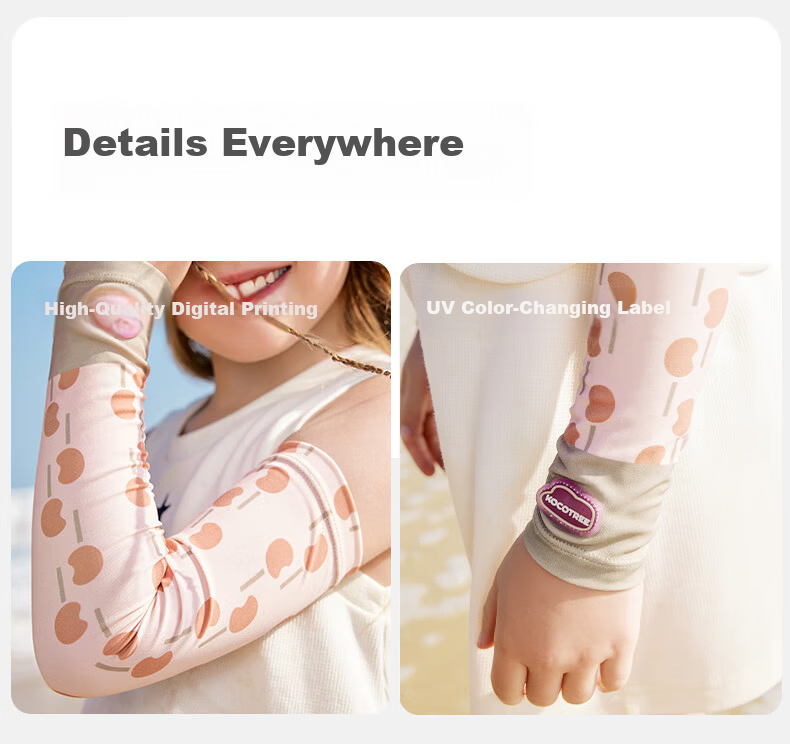 Kocotree KK Tree Kids Cooling UV Protection Arm Sleeves Original Yarn Sun Protection Boys Girls Ice Silk Sleeve Gray 27