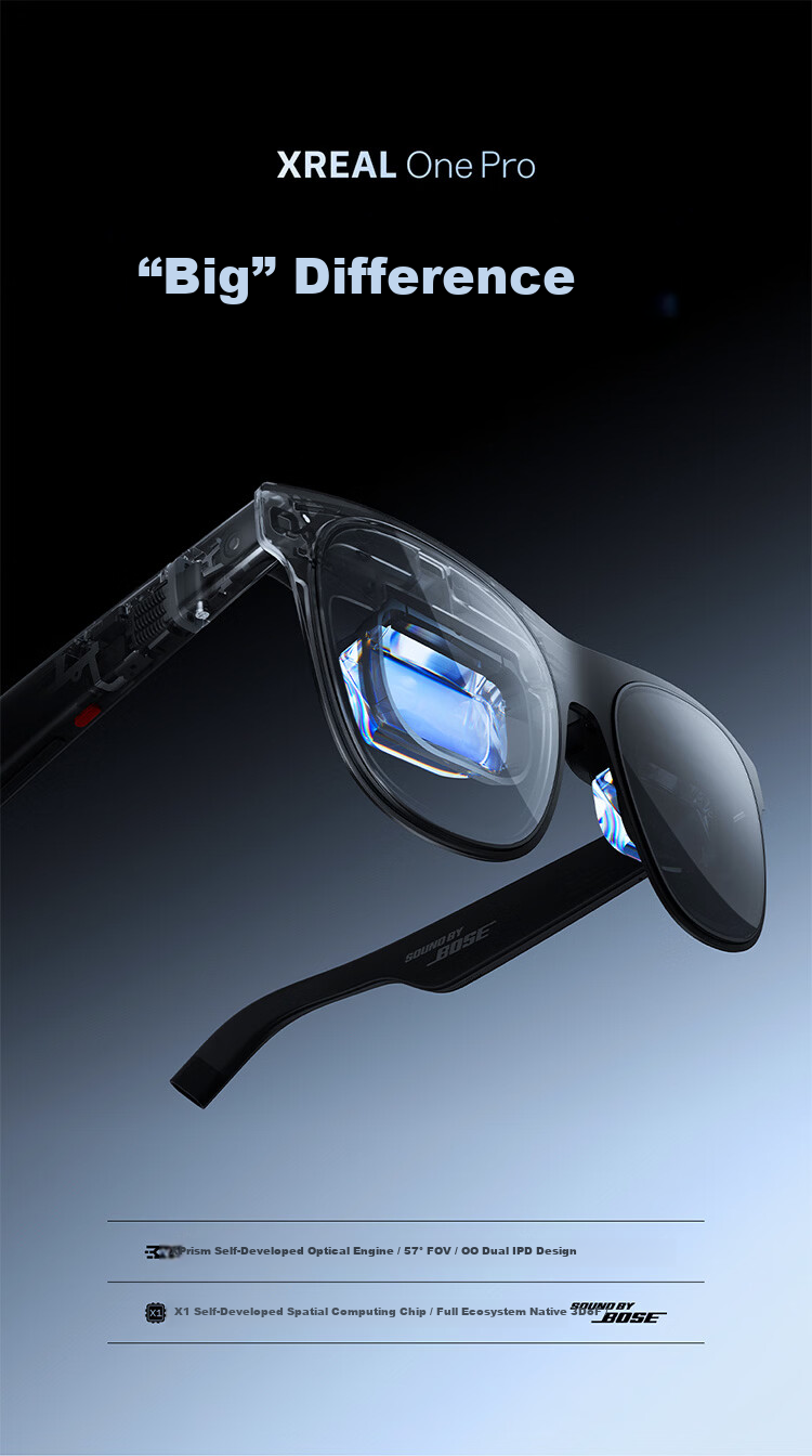 XREAL One Pro AR Smart Glasses 556" Portable Display 57° FOV Self-developed X1 Chip Native 3DoF Hovering Movie Glasses Non-VR AI Glasses Size M 9