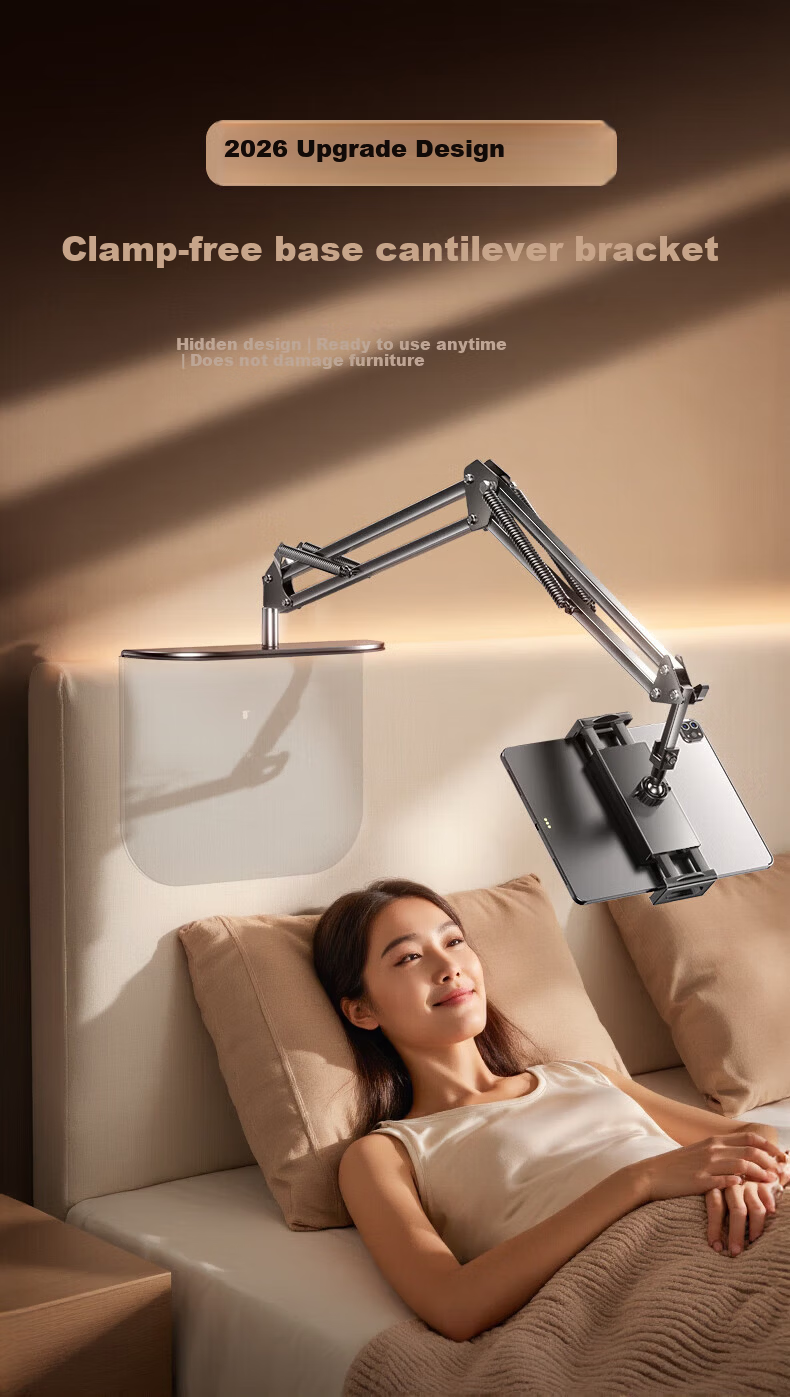 Lingchen [Clip-Free Hidden] Flat Stand Bedside Phone Lazy Holder iPad Desktop Multifunctional 360° Rotatable Adjustable Bed Video Watching and Overhead Shooting Support Stand 2