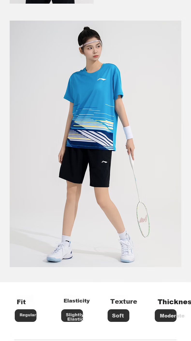 LI-NING Badminton Shirt Unisex Club Series Breathable Sweat-Absorbing Professional Sportswear 6