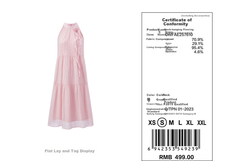LeTing Camellia Girl Textured Halter Neck Long Dress Vacation Style Ribbon Dress Pink (In Stock) M 23