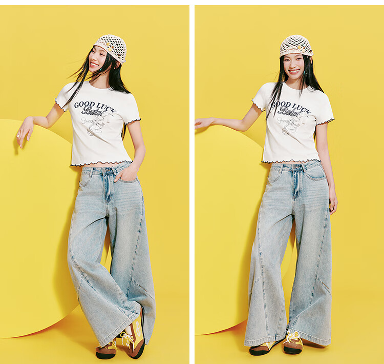 Semir Mall Edition | emoji™ Collaboration Series Women's Short Sleeve T-Shirt with Ruffled Edges 2026 Top 101326100059 17