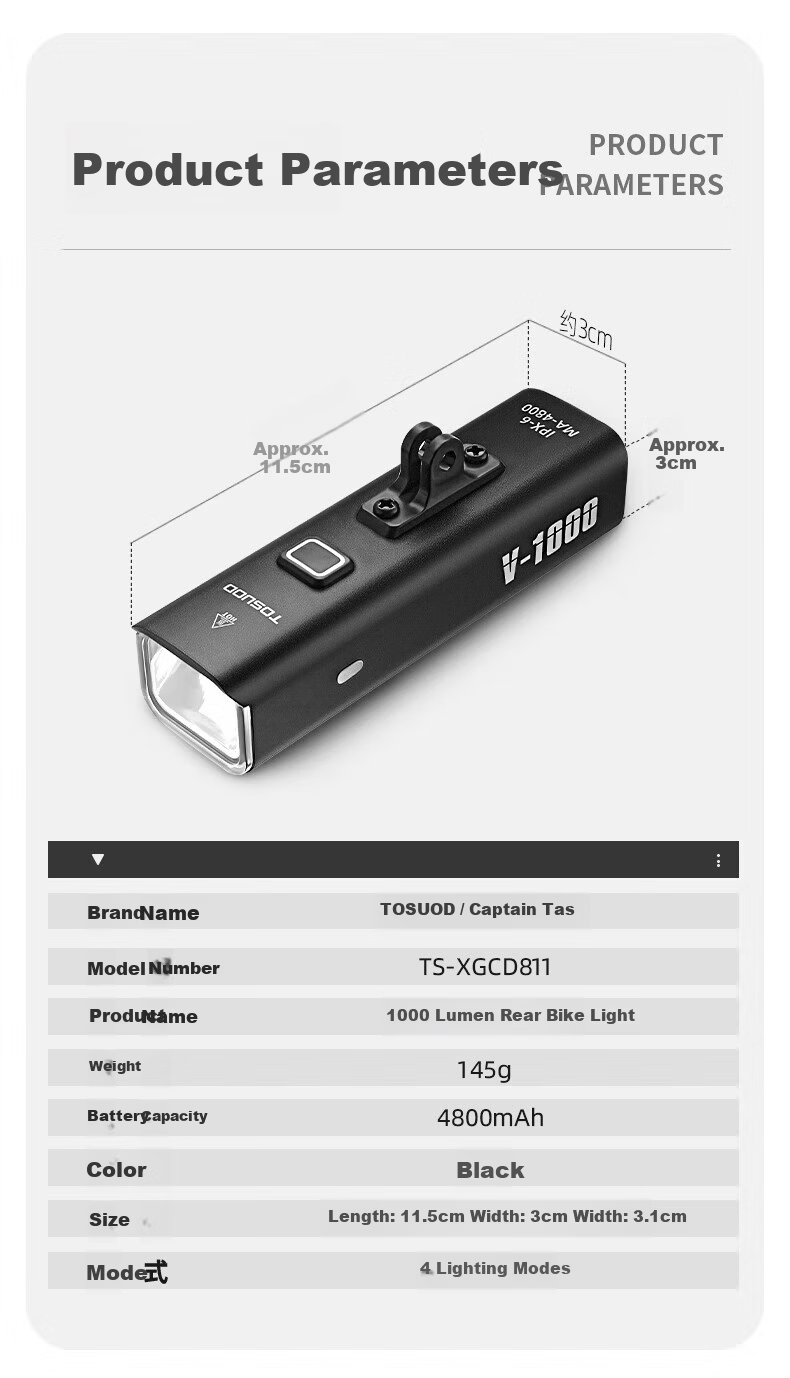 TOSUOD Bicycle Light Night Riding Flashlight Under Mount High Brightness Front Light Road Mountain Bike Hanging Outdoor Cycling Equipment 2