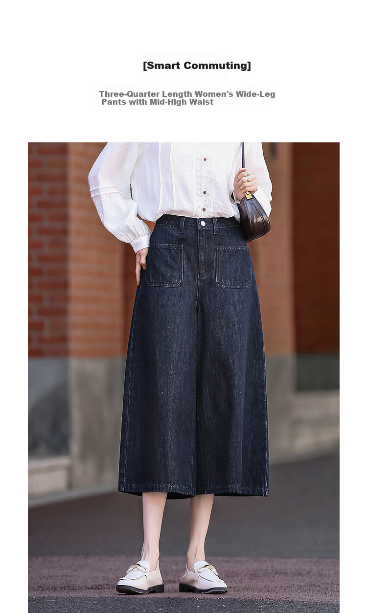 Demana [Cloud Sense Cotton] Spring 3D Elegant High-Waist Loose Cropped Wide-Leg Jeans Women's Casual Pants 5