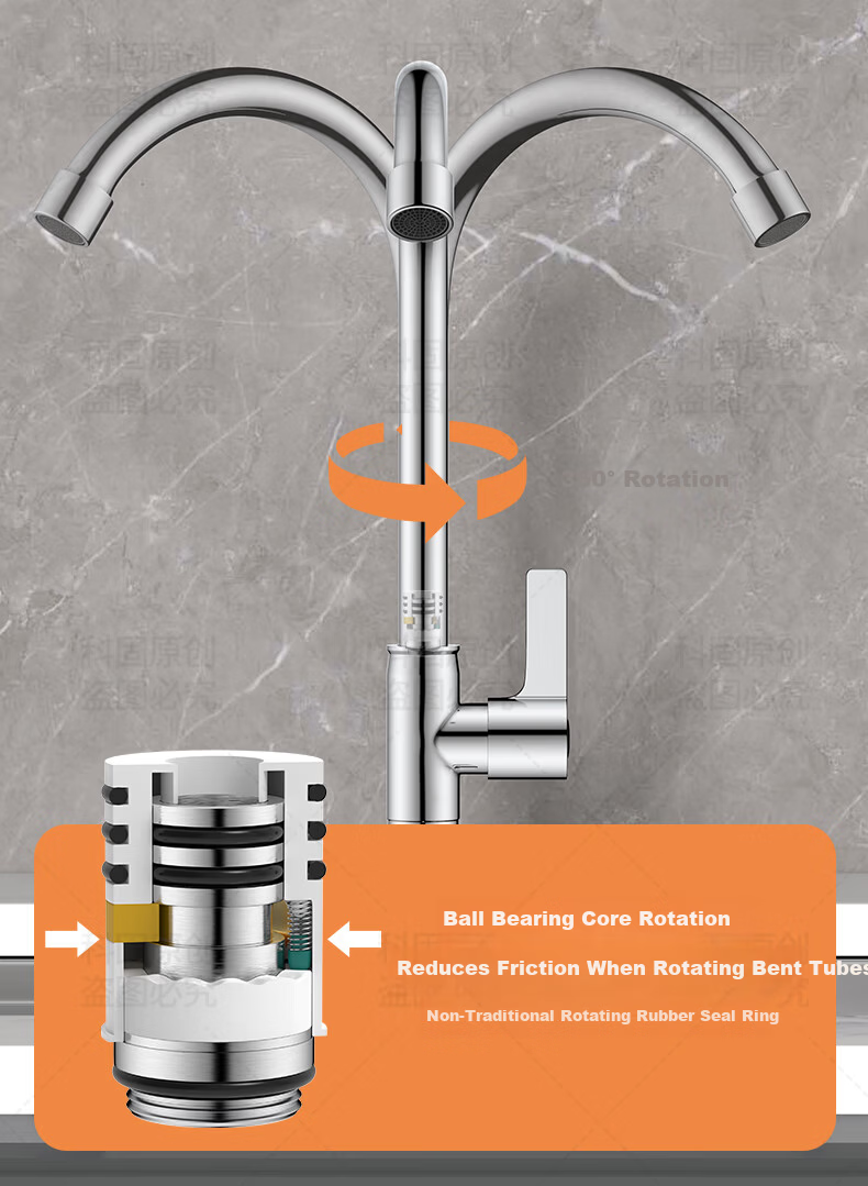 KEGOO Kitchen Single Cold Water Faucet Sink Basin High-Arc Rotatable Tap K2041 6