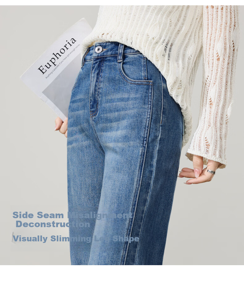 ESE-Y Golden Ratio Flared Jeans for Women 26 Spring New Slim Fit Stretch Cotton Flared Pants Black 25 13