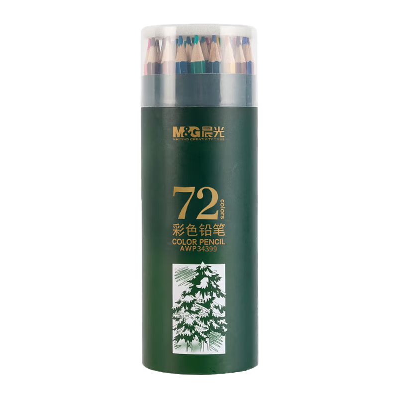 M&G Stationery 72-Color Oil-Based Colored Pencils Student Art Drawing Coloring Recommended Exam Children's Painting Girls Birthday Back-to-School Gift AWP34399 Green Tube