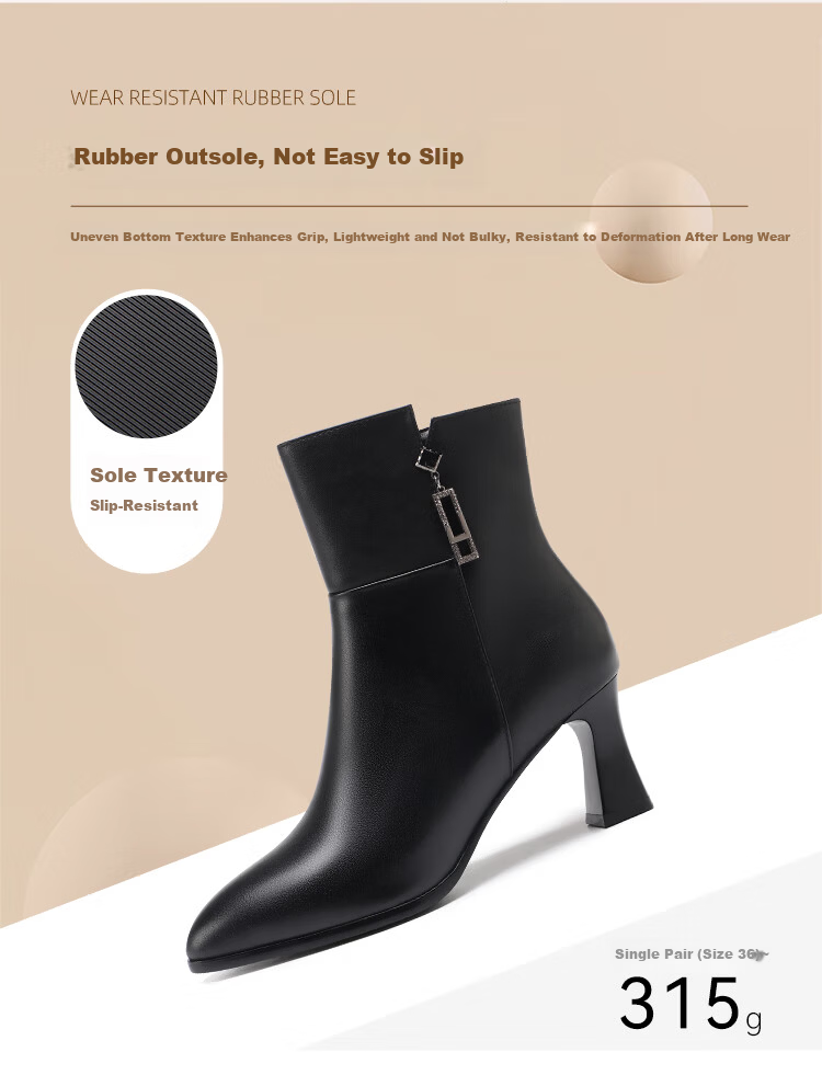 RED DRAGONFLY Women's Winter High Heel Lightweight Ankle Boots, Chunky Heel Commuter Pointed Toe Fashion Boots WFC450401B Black Size 37 6