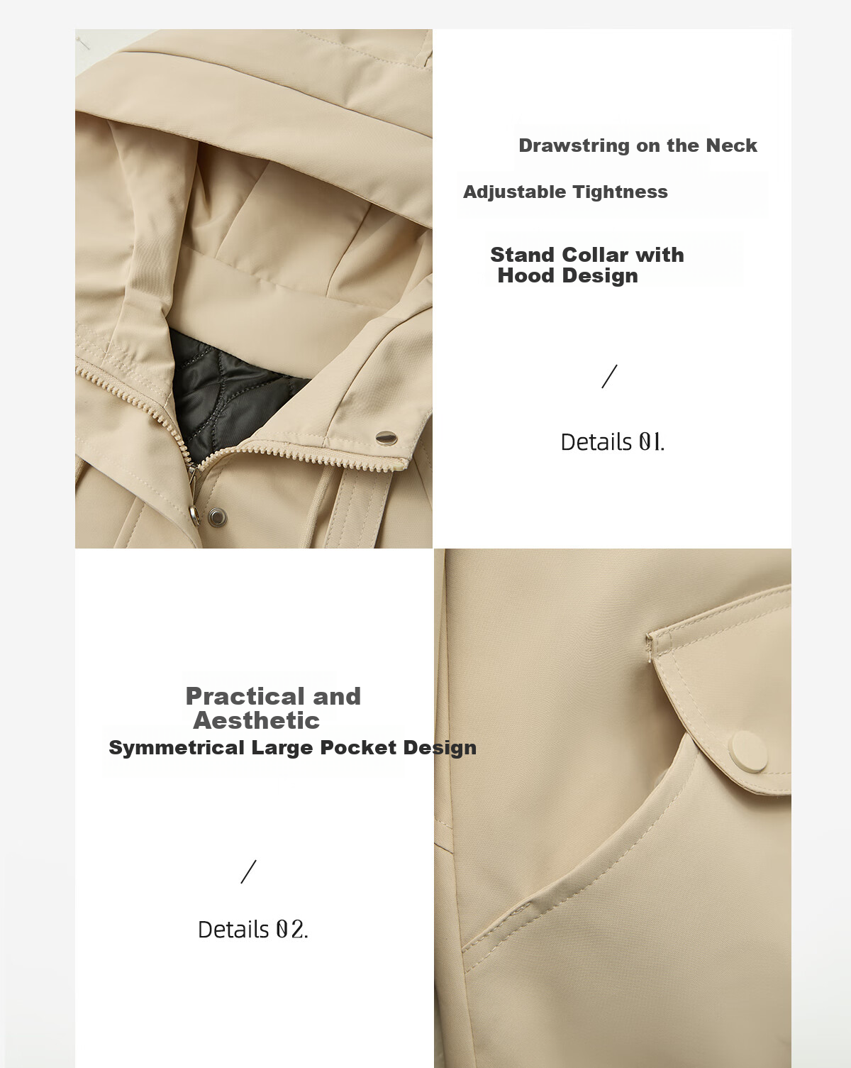 Chushen Spring and Autumn Short Jacket for Women with Hood, Exquisite Pocket Design, Versatile Loose Casual Top Coat S143U2011 20