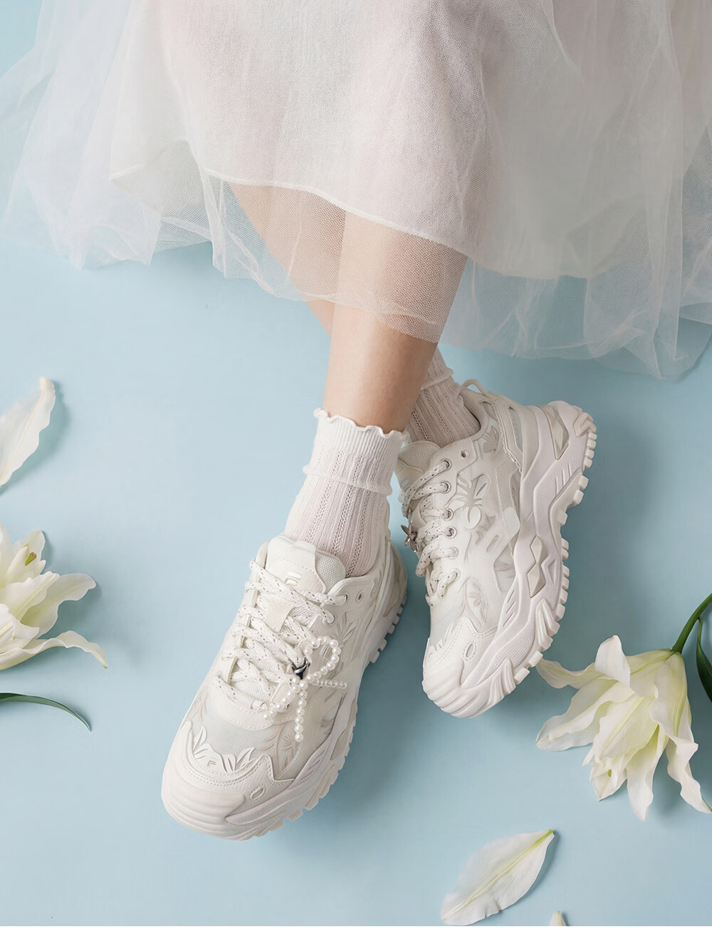 FILAFUSION Fila Trendy Hard Candy Garden Bloom Dad Shoes 26 Summer New Thick Sole Height Increasing Casual Shoes 30