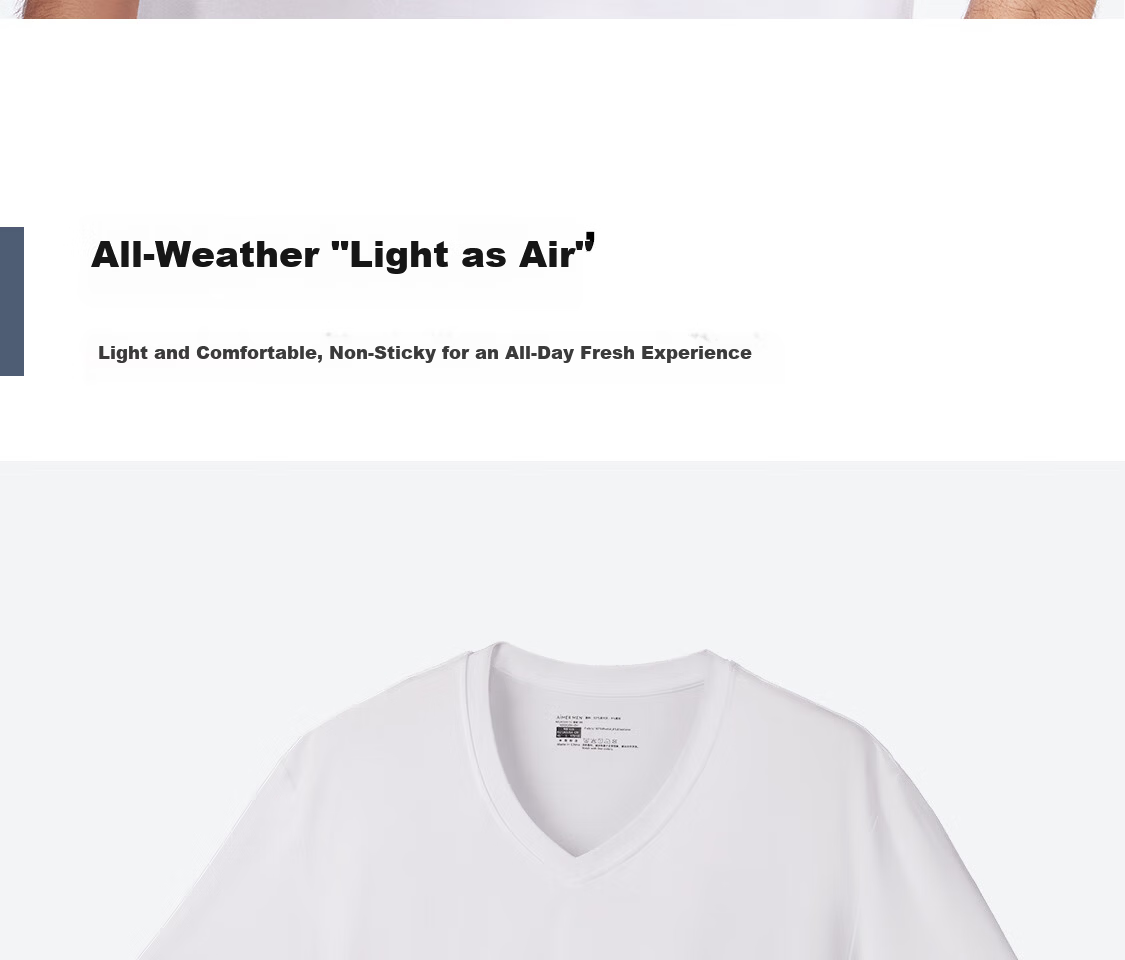 Aimer Men Modal Short Sleeve T-Shirt Base Layer [2-Pack] V-Neck Vest White 170 10