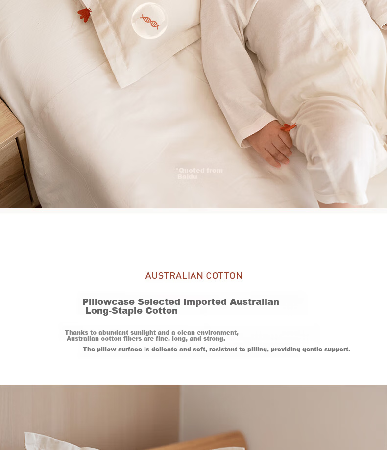 LAZY GOOSE Australian Cotton and Silk Pillow for Babies Over 6 Months, Infant Pillow Core for Ages 1-3-6, All-Season Baby Pillow 11