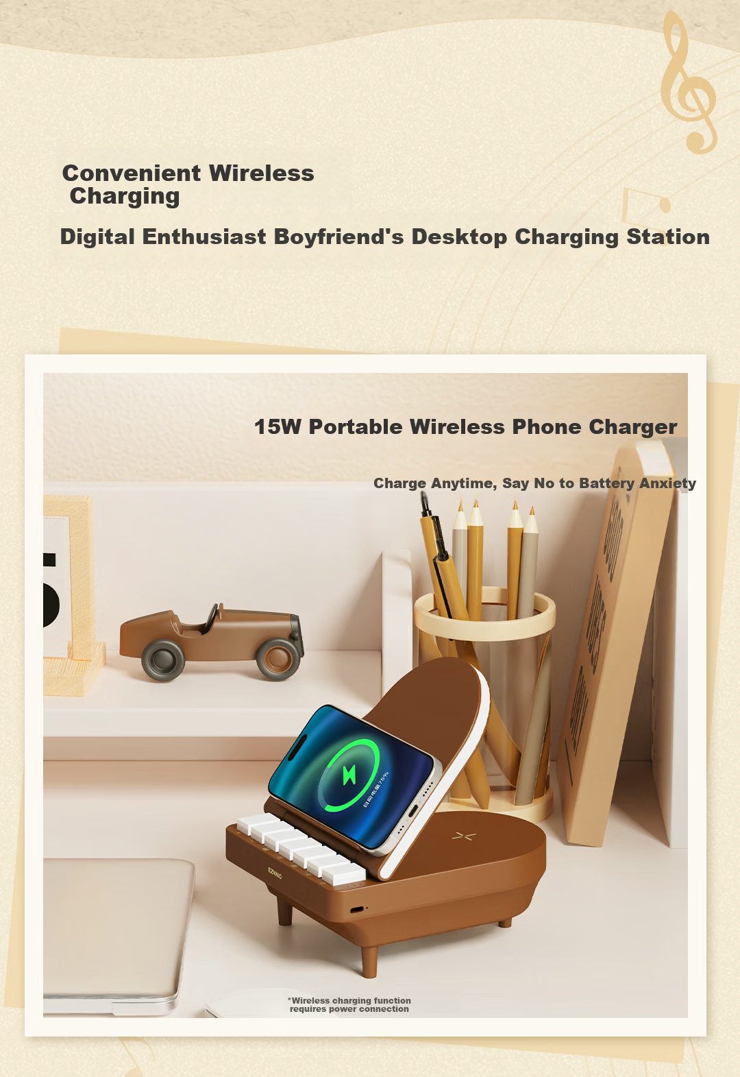 Jiguang Piano Lamp Speaker Gift Set with 2 Sheet Music 6