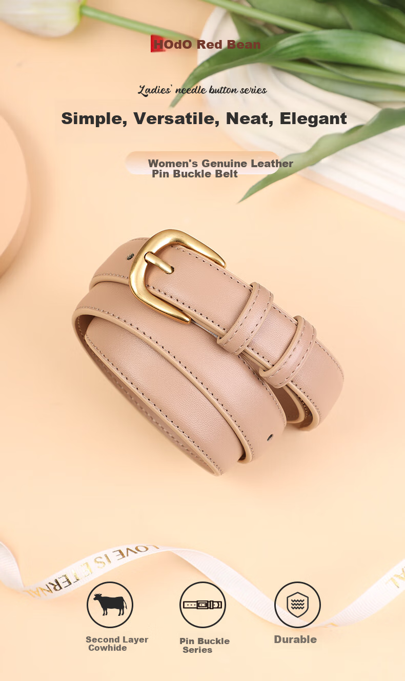 Hongdou Women's Leather Belt 2026 New Luxury Pin Buckle Belt Birthday Gift for Girlfriend Mom Valentine's Day Present 1