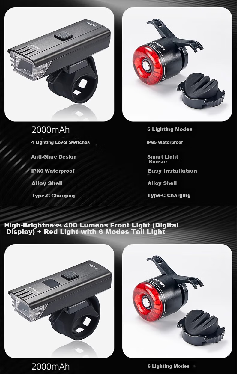 Forever Bicycle Night Riding Front Light Mountain Bike Riding Headlight Road Bike Night Light Super Bright Strong Light Digital Display Model 17