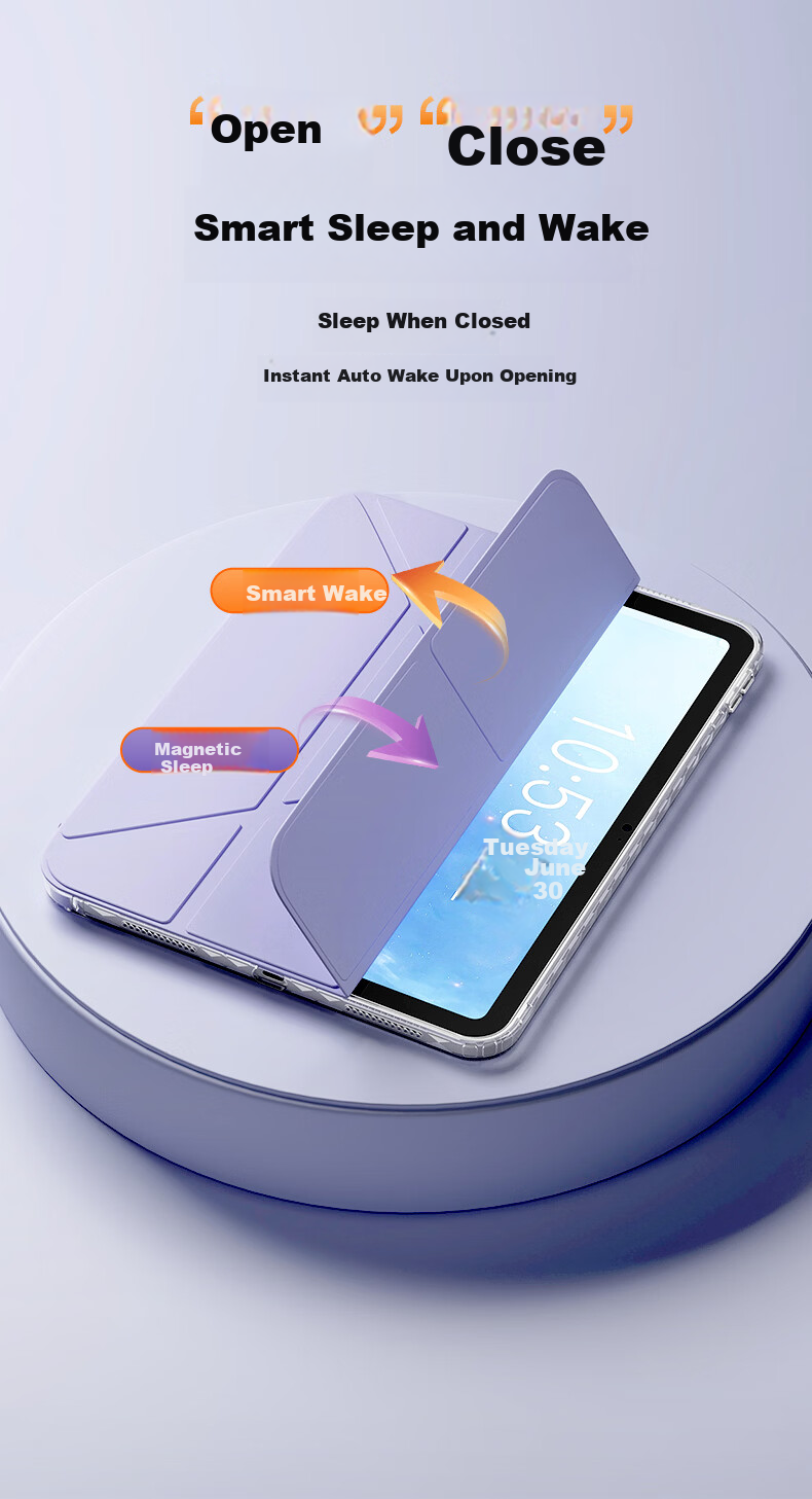 Suoying Smart Y-Fold iPad Air 8/7/6 Case 2026/25/24 Models 11/10.9 Inch M4/3 Protective Cover Acrylic Silicone Anti-Bend Pen Slot for Apple Tablet 16