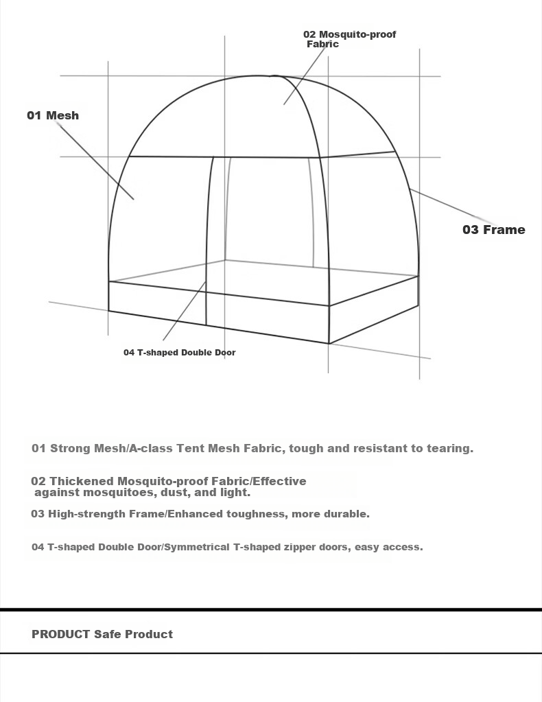 Aiwei Class A Mosquito Net for Home Use Baby Anti-Fall Mongolian Style Mosquito Net Double Door 1.8m Guinea Pig [No Installation] 10