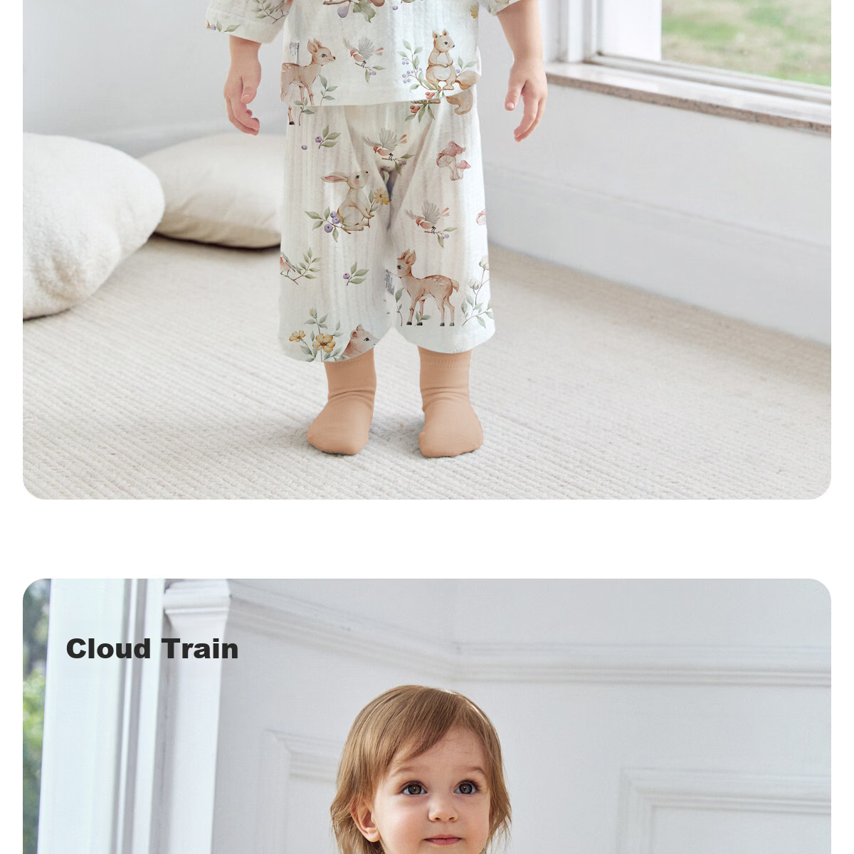 JOYNCLEON Baby Pajamas Pure Cotton Class A Summer Thin 3/4 Sleeve Air Conditioning Children's Homewear Set JTz176219 19