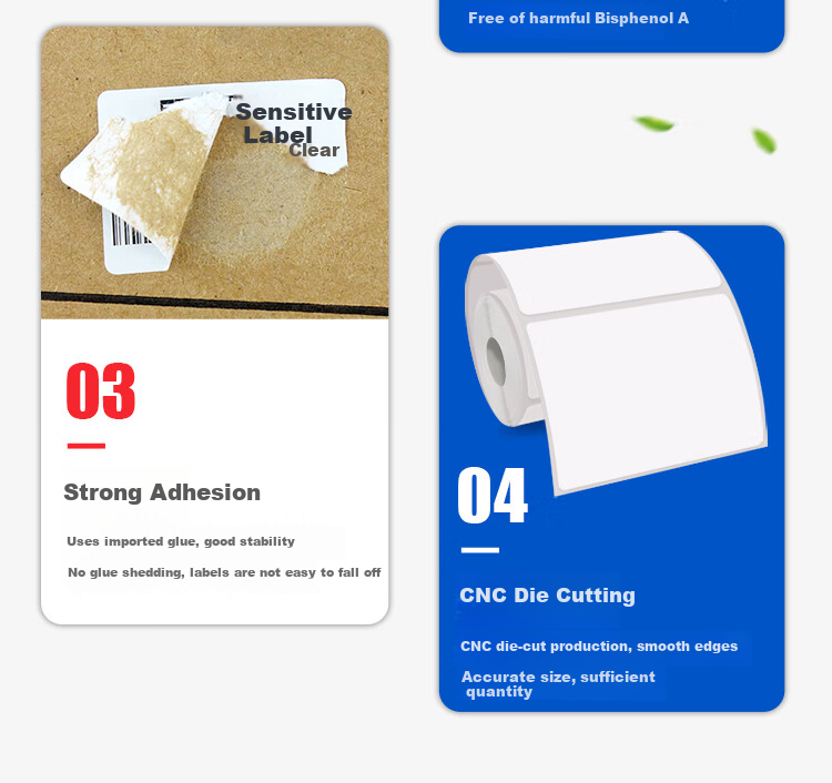 Jaylen 60x40mm 300 Sheets/Roll 50 Rolls Waterproof Thermal Label Stickers for Express Delivery, Takeout, Milk Tea, Clothing, Supermarket, Electronic Scale Barcode Adhesive Thermal Printing Paper 6