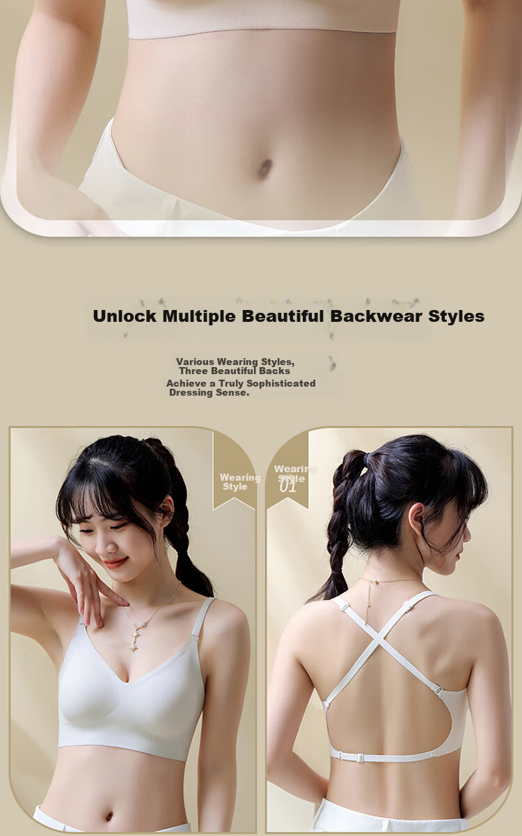 MiiOW Summer Lightweight Foundation Liquid Bra Women's Backless Wireless Bra Small Chest Enhancing Anti-Sagging Bra 2