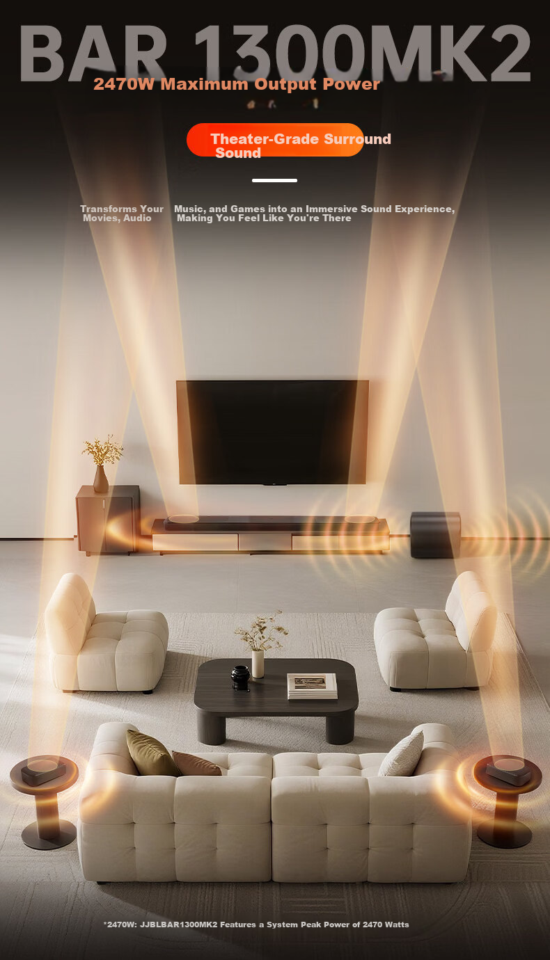 JBL Soundbar BAR 1300MK2 Dolby Atmos 11.1.4 Home Theater Soundbar Bluetooth Speaker Subwoofer Smart Computer Audio 4