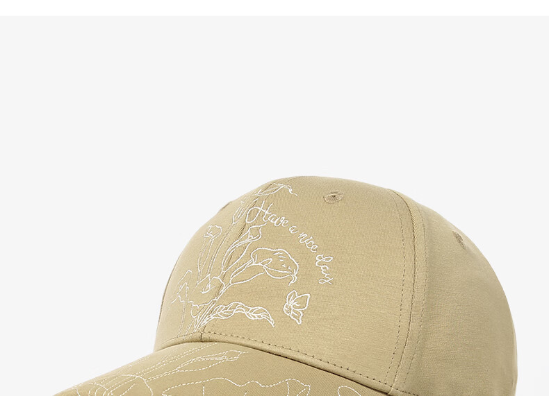 CACUSS Women's Embroidered Baseball Cap Spring Summer Breathable Hard Top Duckbill Hat Face Slimming Sun Hat Milk Tea Brown 16
