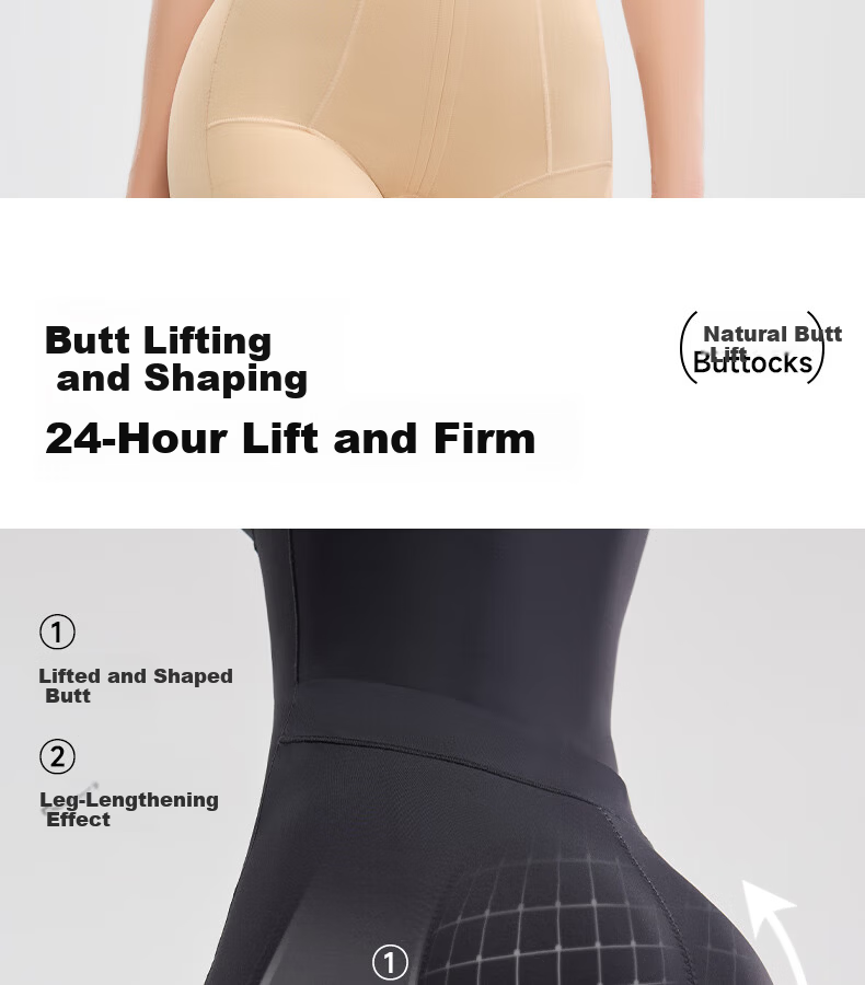 GRACEWELL Women's Zippered Shapewear Bodysuit Waist Cincher Hip Lifter Body Shaping Sculpting Garment with Built-in Bra Black 2XL 9