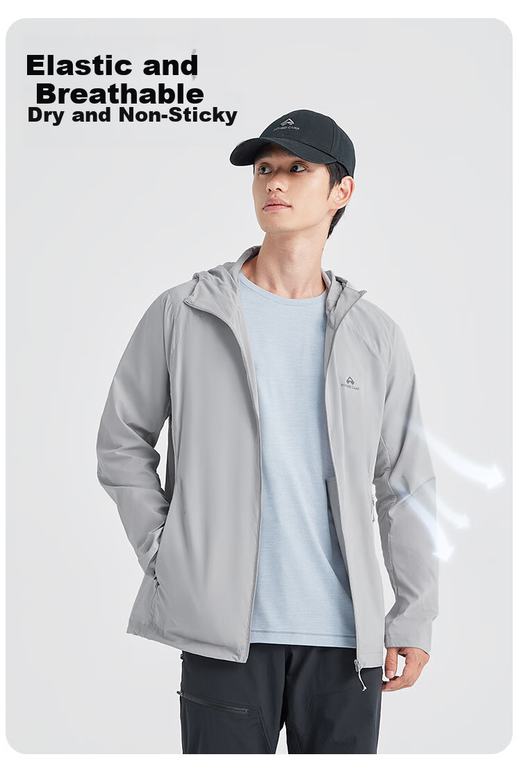 Pioneer Camp Zhuque Sun Protection Jacket for Men, Summer Outdoor Lightweight Sun Protection Clothing, Loose-Fitting Hooded Coat for Men, UV-Resistant Skin Coat 7