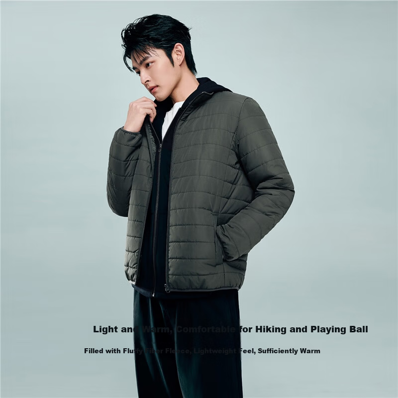 Giordano Men's Cotton Padded Jacket Outdoor New Solid Color Stand Collar Warm Cotton Coat 13075816