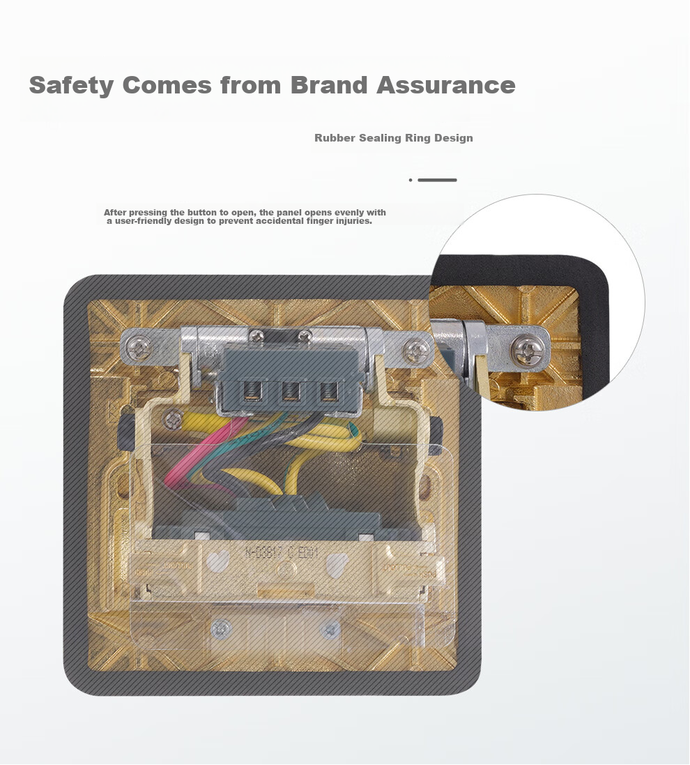 NVC Lighting Electrical Switch Socket Waterproof Floor Socket Five-Hole 10A Hydraulic Damping Slow-Return Brass High Copper Content 6