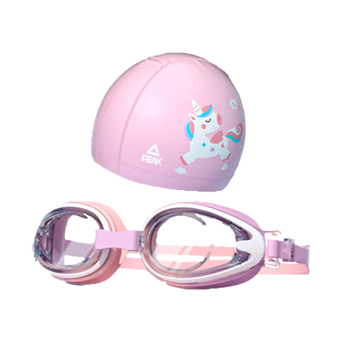 PEAK Children's Swimming Goggles And Cap Set, Waterproof Anti-Fog High-Definition Swim Glasses for Boys And Girls, Professional Swimming Equipment Diving Goggles