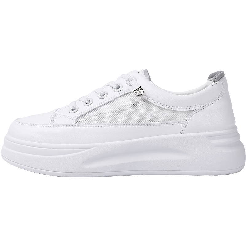 Daphne Women's Thick-Soled White Sneakers 2026 Summer New Breathable Mesh Sports Casual Shoes Trendy Ins Style Skate Shoes