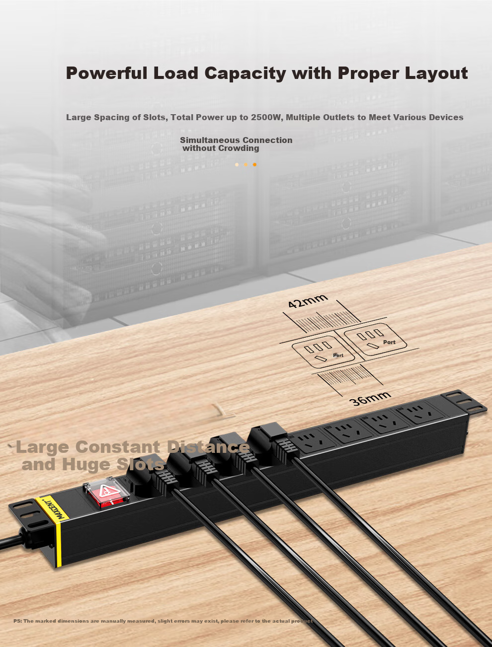 MAXCENT PDU Cabinet Socket, 8-Outlet 32A Industrial Plug, 10A Output, New National Standard Single Lamp, Lightning Protection, High-Power Industrial Power Strip MG3826N 5