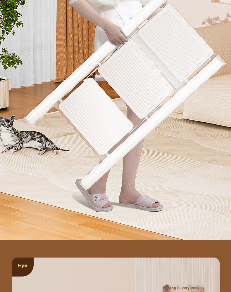 Baoyouni Household Ladder Folding Step Stool Multi-Functional White 3-Step 9