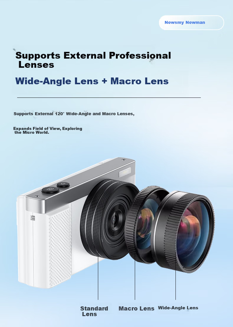 Newsmy N8 Digital Camera Student CCD Flip Screen Selfie HD Pixel Campus Photography Travel Entry-Level Mirrorless Beauty Filter Girls Birthday Gift 64G+Wide Angle Lens 11